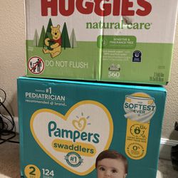 Pampers Size 2 and Wipes 