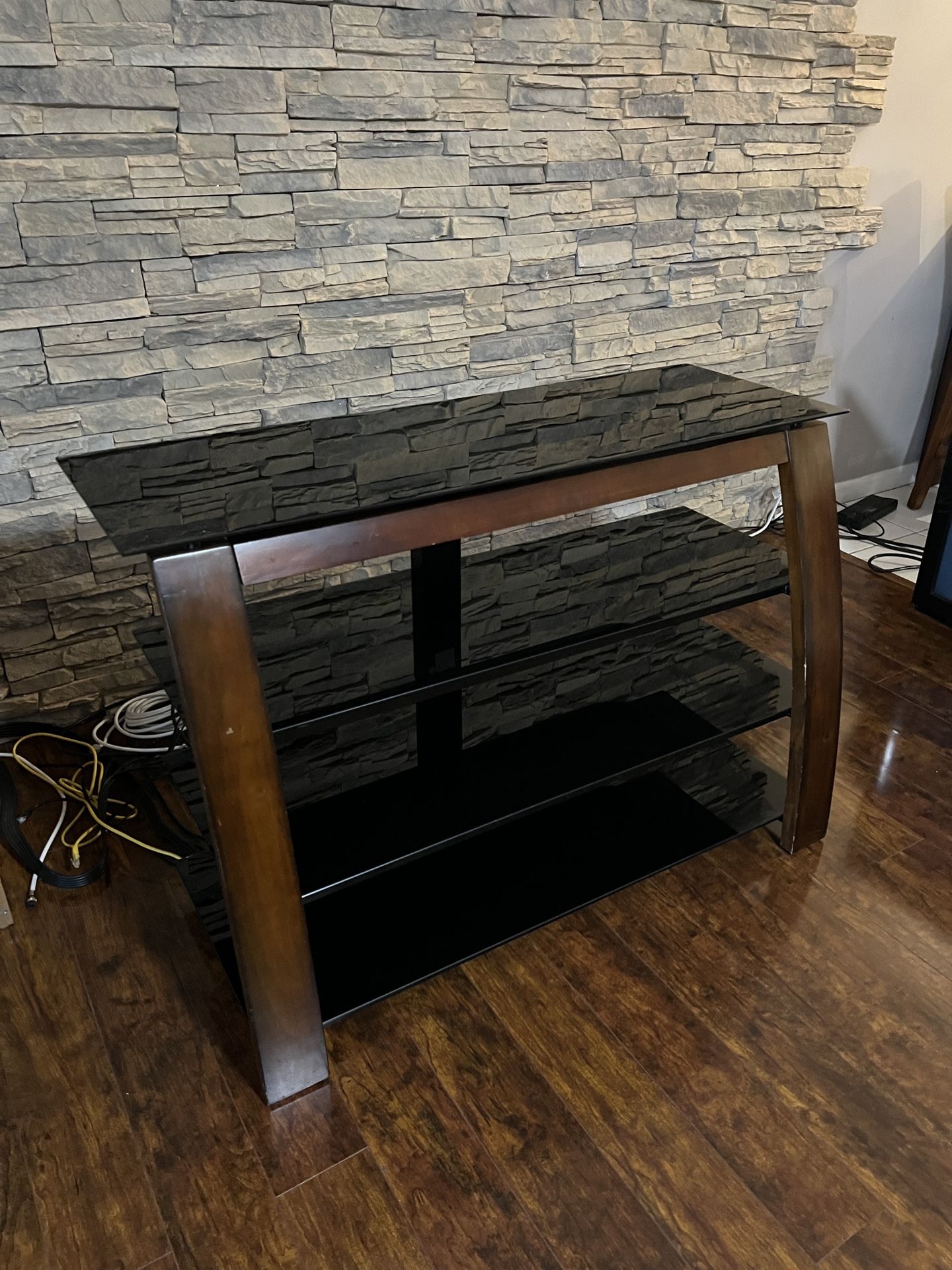 Tv Stand with Glass Shelves