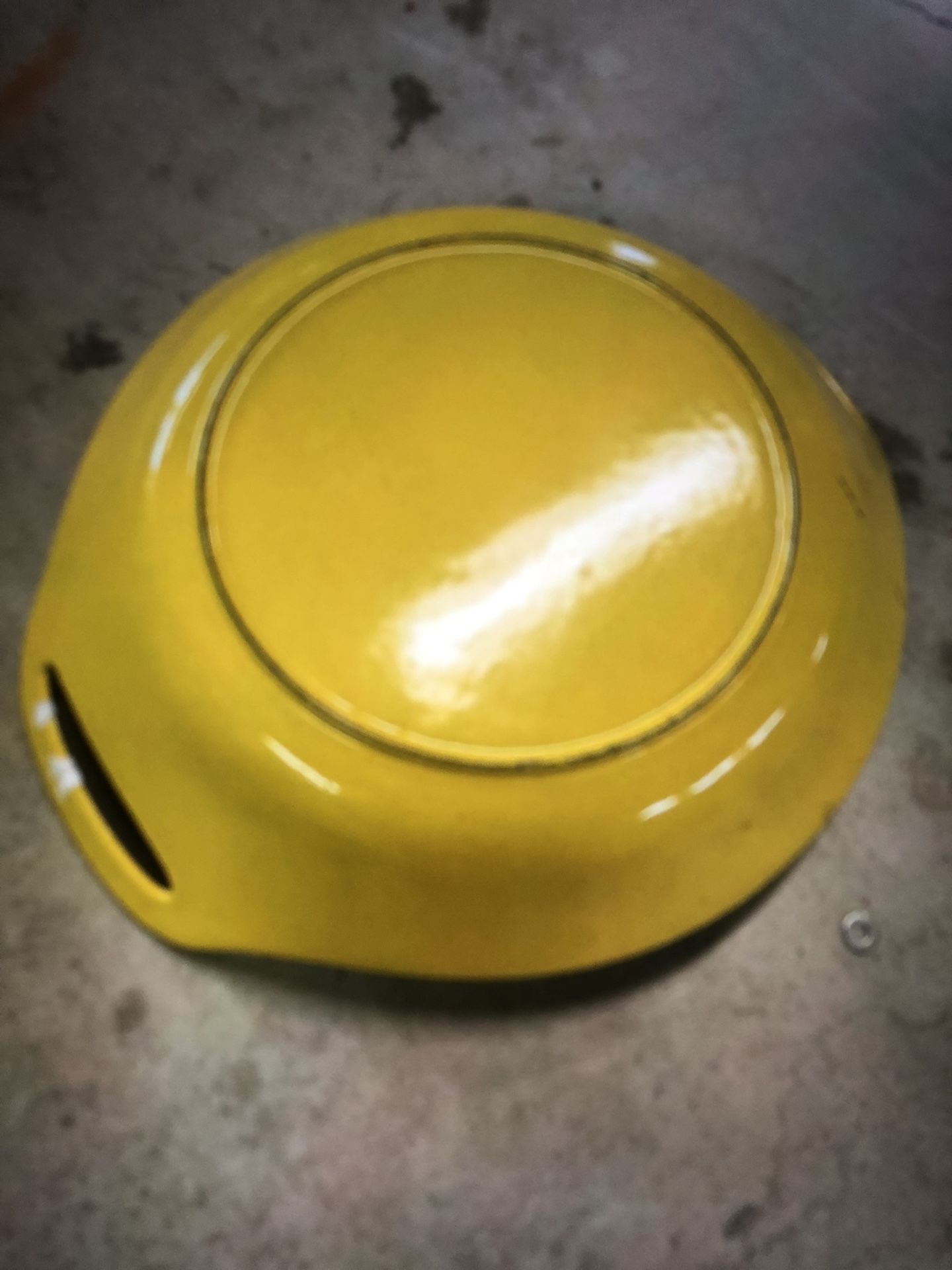 Vintage Large Heavy Metal Yellow Enameled Tray Bowl Dish Home Decor 