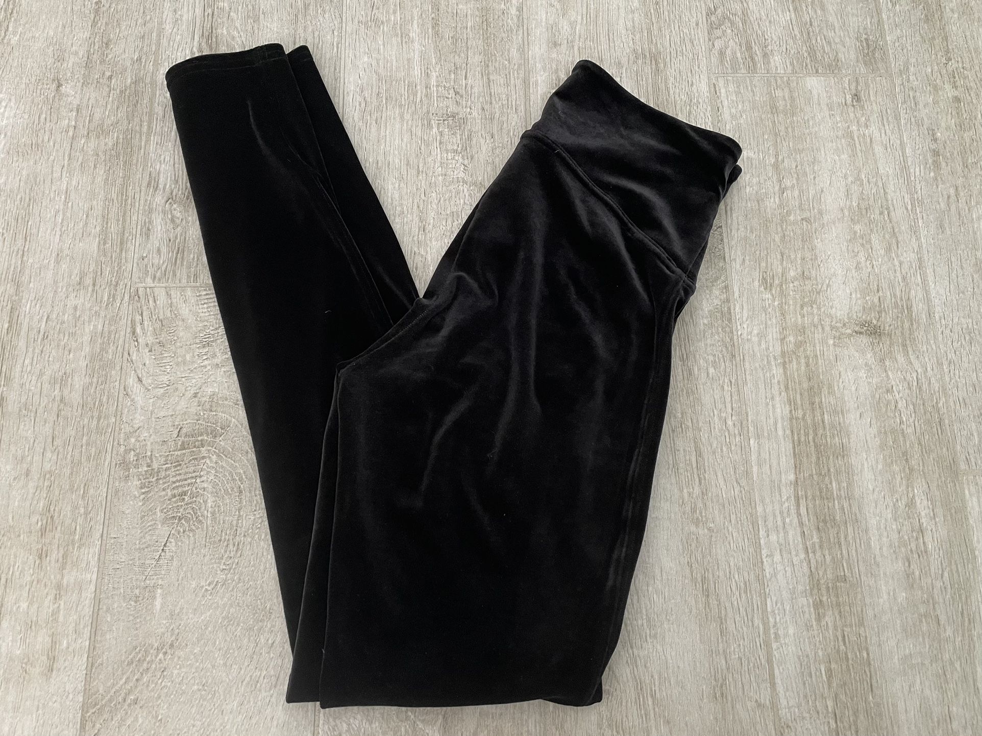 SPANX Black Velvet Leggings, M