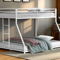Brand New White Twin Over Full Metal Bunk Bed 