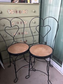 2 vintage metal ice cream parlor chairs