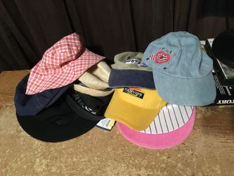 LOT OF 10 WOMENS UNISEX CAPS HATS FEDORA VISOR BUCKET CAP MILLER MGD