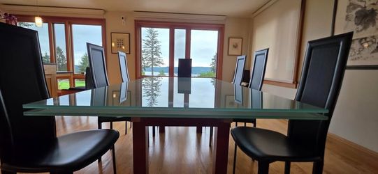 Aqua Glass Extendable Table and Chairs Set