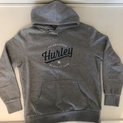 HURLEY Mens Graphic Hoodie Grey Cotton — Size Large
