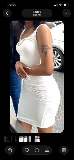 White bodycon midi dress with slit, worn once