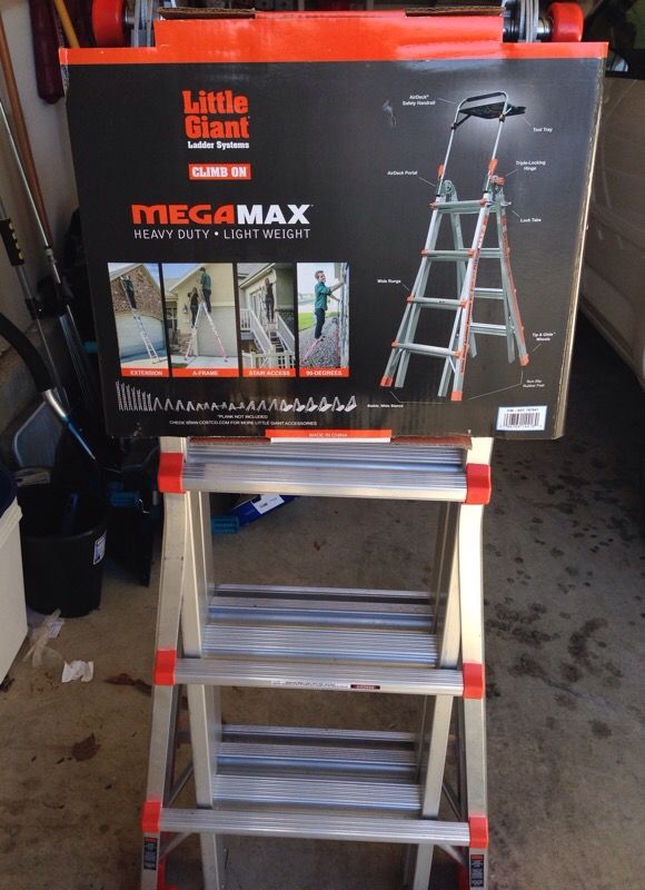 Little Giant megamax 17 ladder w air deck tool tray and safety handrail