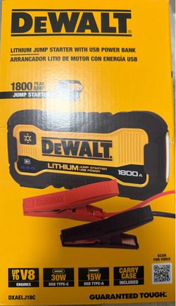DeWalt 1800 Peak Amp Lithium Jump Starter with USB Power Bank and Carrying Case