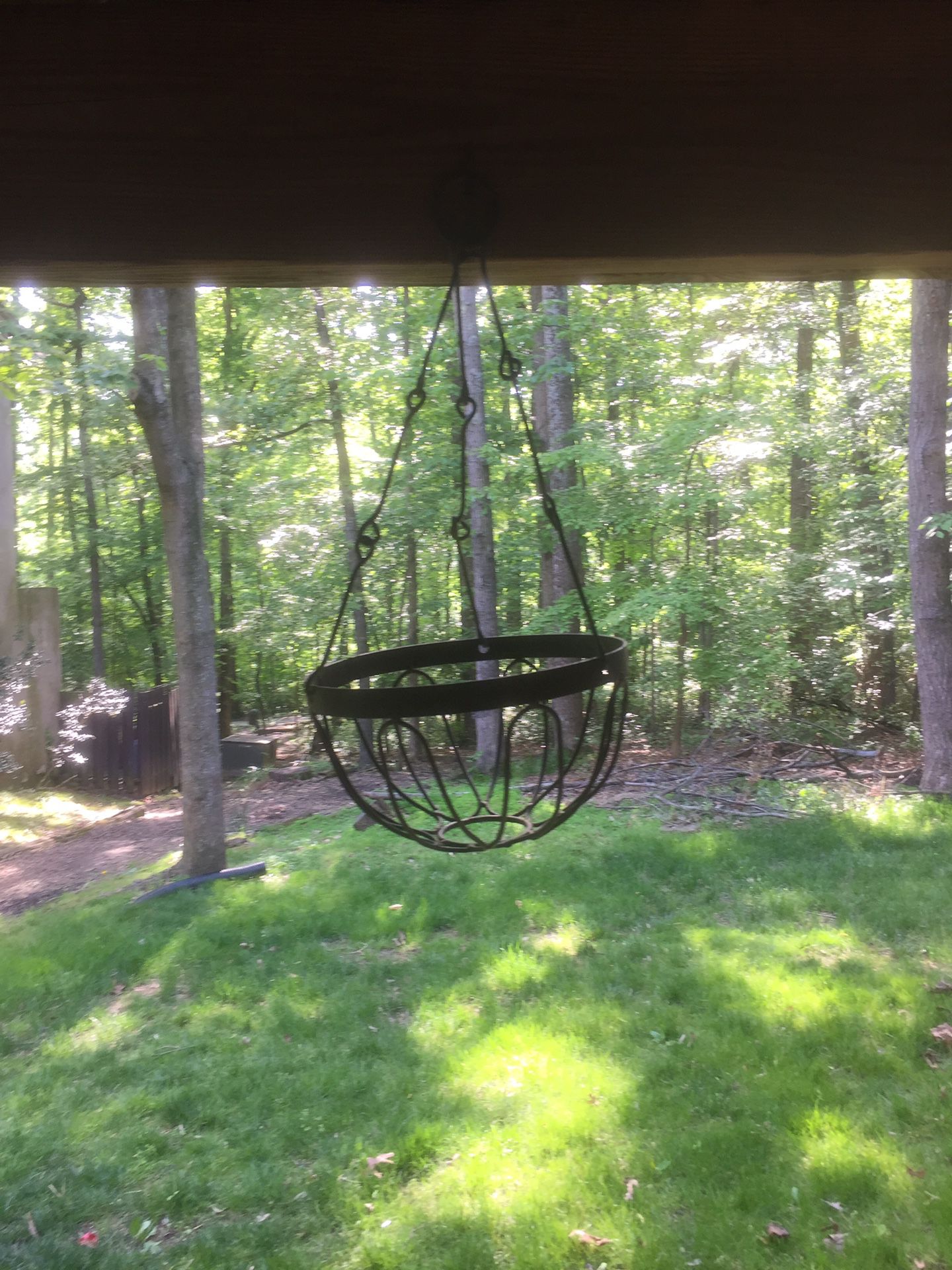 Three metal hanging baskets