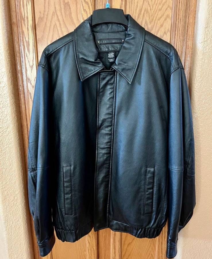 Leather Jacket New Covington Men’s Black High Quality And Warm Size XL