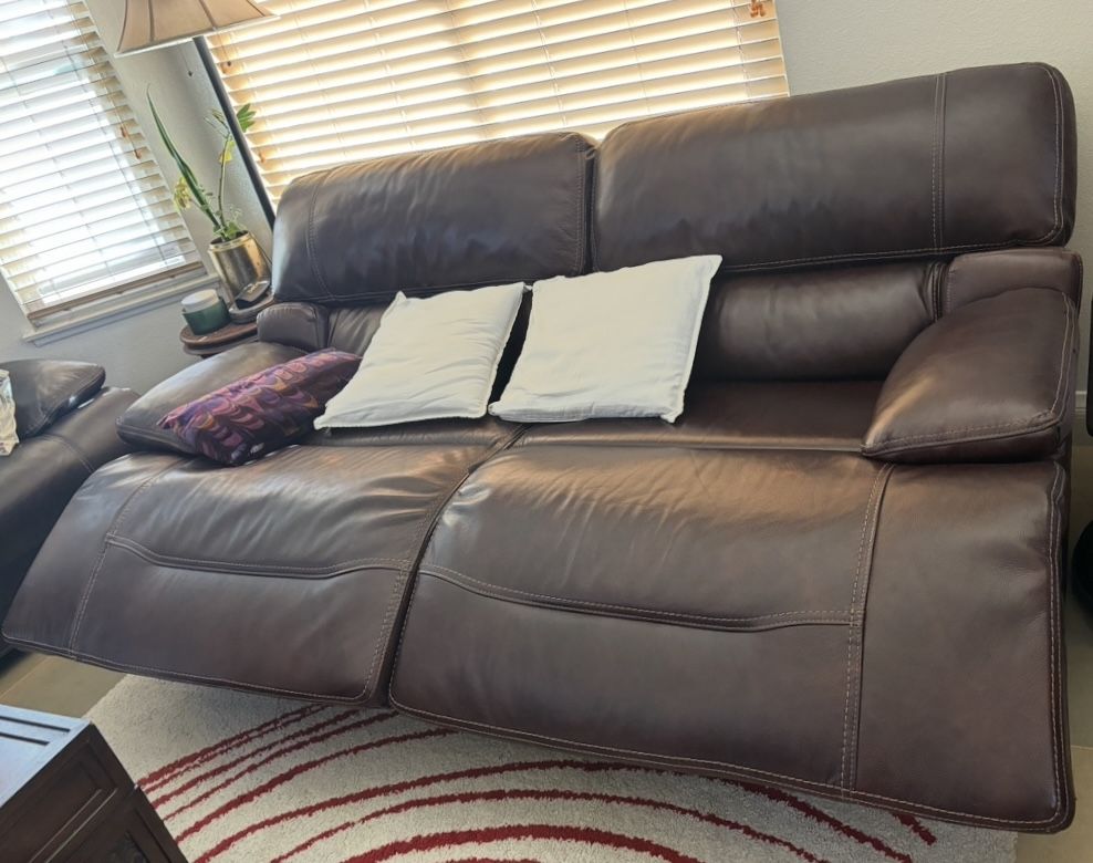 Top Grain Leather Recliner Sofa