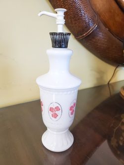 Vintage Jergens lotion porcelain white bottle pump dispenser