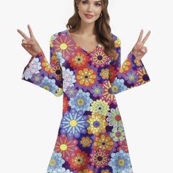 70s Dress Flowers New 2X 
