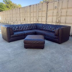 Natuzzi Genuine Italian Leather 7 Piece Modular Sectional | FREE DELIVERY