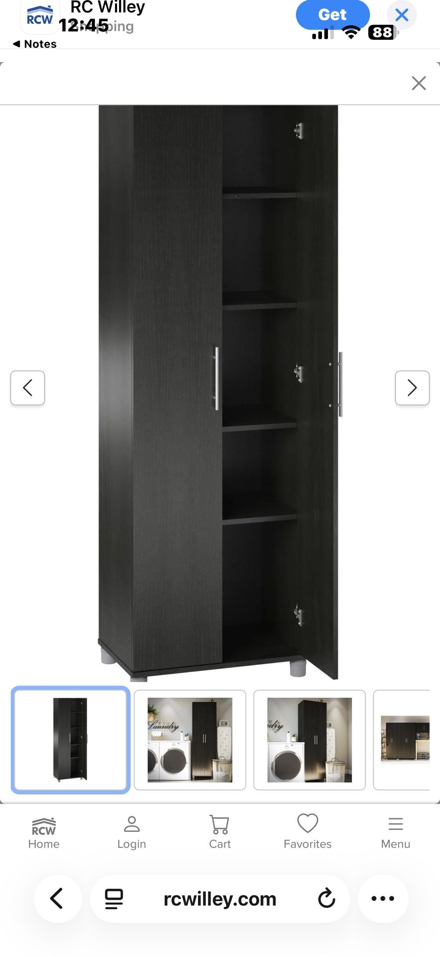 24" Utility Storage Cabinet in Black Oak