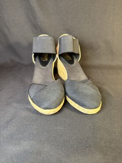 Chaps Chelsi Stylish Black Espadrille Wedge Heels W 6.5B