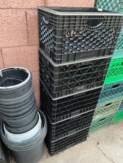 Black With Silver Rim Green Plastic Milk Crates