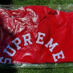 Supreme Champion Zip Up Hooded Sweatshirt Red SS24 Size XL XLarge