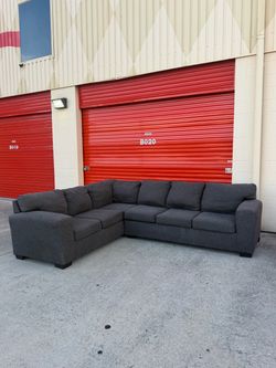 Dark Gray Fabric L-Shaped Sectional Sofa