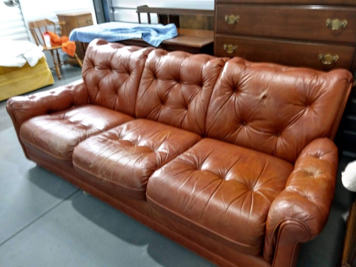 Genuine Top Grain Leather Couch by Classic Leather, Hickory, NC