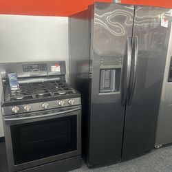 Black Stainless Gas Stove And Fridge With Warranty 