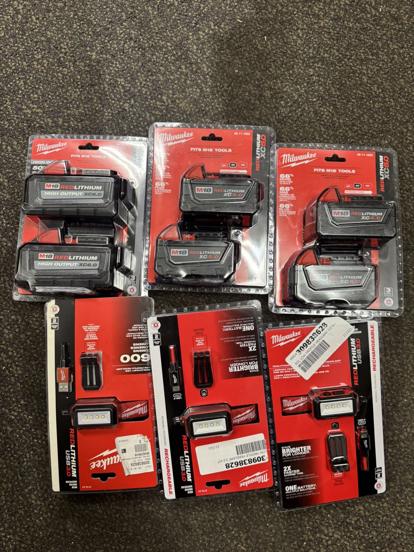 Brand New Milwaukee Batteries And Head Lamps