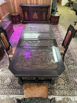 Asian Furniture Dining Room Table 2End Tables 1 Oval Table No Glass 1 Trunk 1 Bar 4Chairs