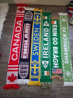 Canada, England, Sweden, Ireland World cup scarves...