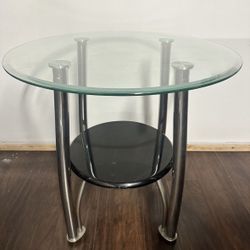Two Glass Round Side Tables