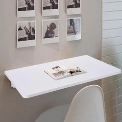 Wall Mount Fold Down Floating Table Desk in White - Remodeling Needs