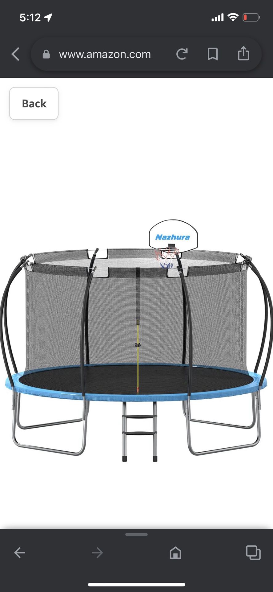 12ft Trampoline With Cover And Basketball Hoop