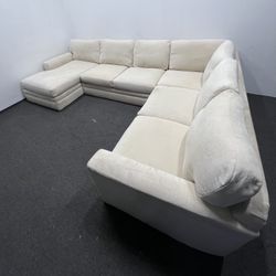 Cream/ Off white Fabric 3 piece Sectional / Left-arm Facing Chaise. We deliver & set up.