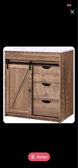 Brand new 30 inch farm style vanity sink with cabinet worth 380