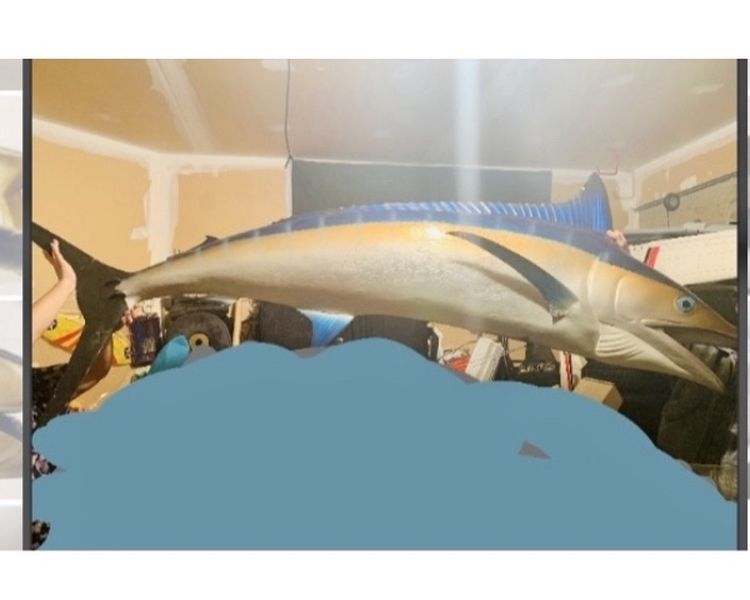 Blue Marlin Large Trophy Metal Fish 🐟 6.5 Feet Long By 2.5 Feet Wide On The Fins Area.