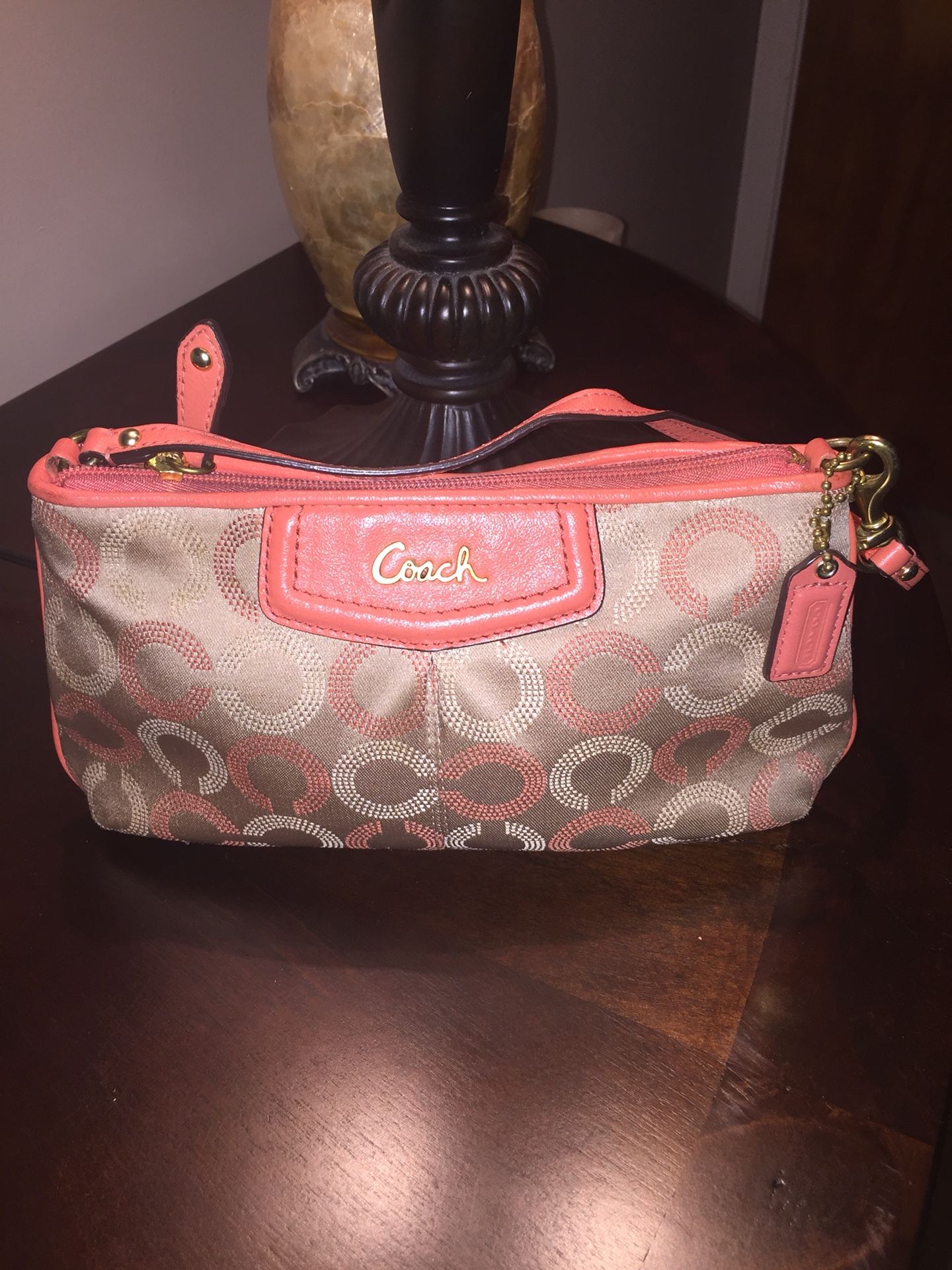 Coach Large Coral Signature C Wristlet