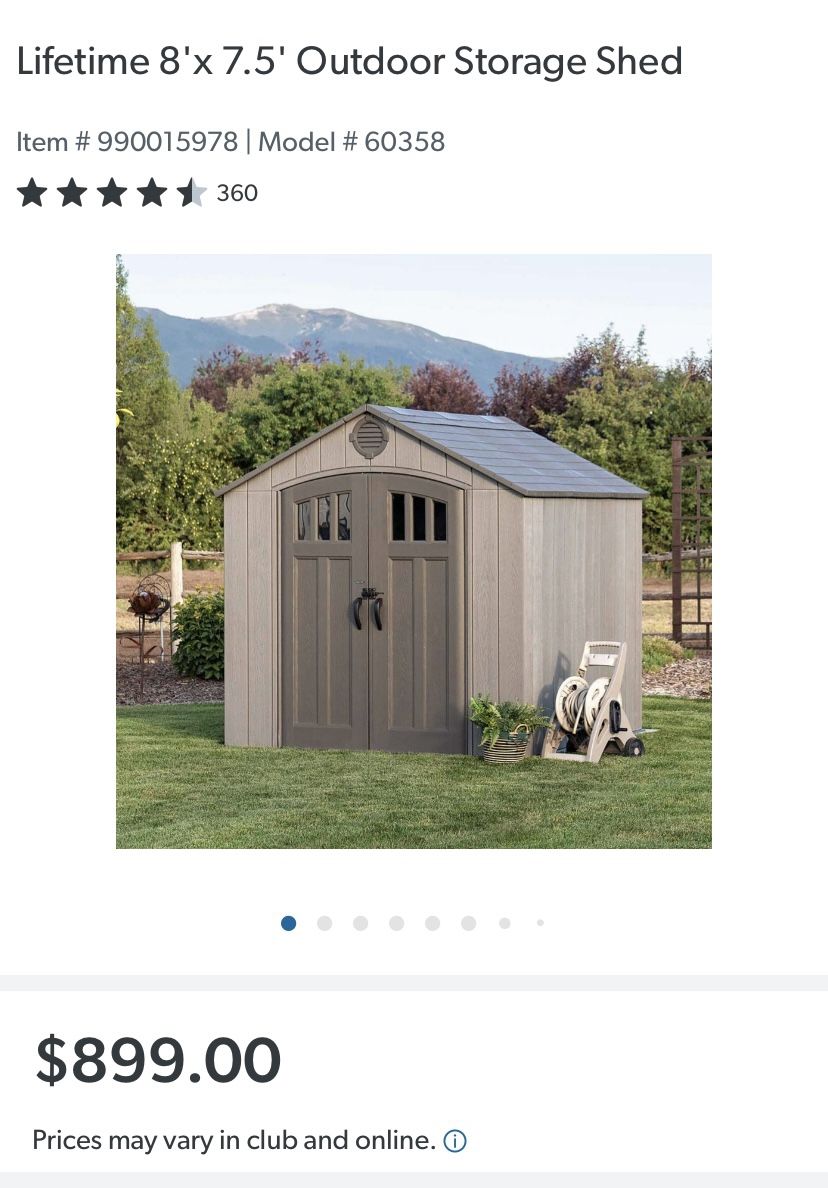 Lifetime 8X7.5 Storage Outdoor Shed 