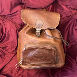 Vintage Eddie Bauer Leather Rucksack.  Backpack. 