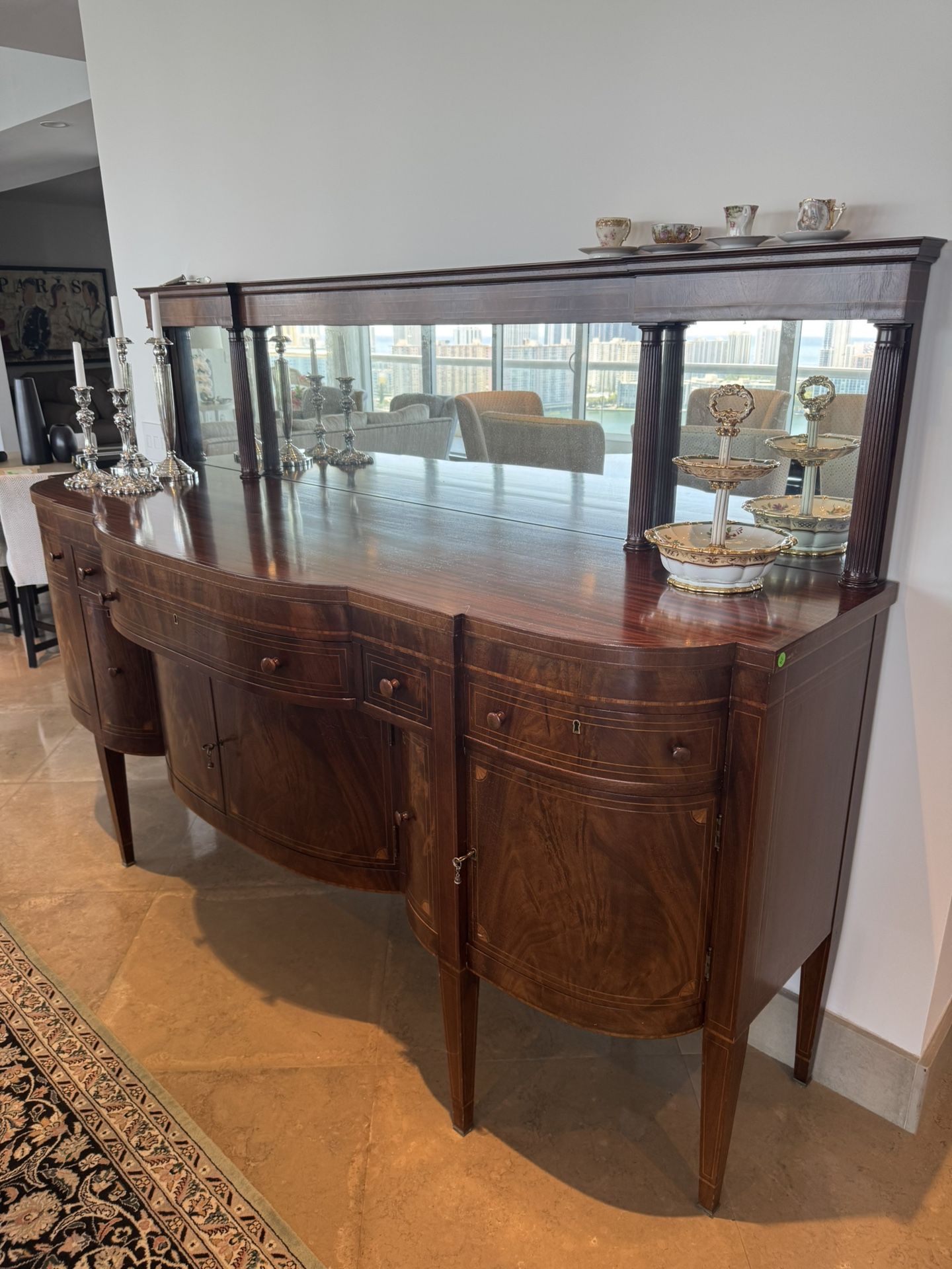 Beautiful Vintage Large Mahogany Sideboard - 84” x 27” - Retail: $8500.