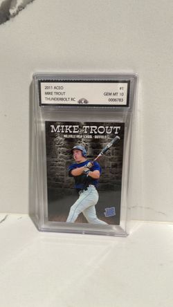 ACEO 2011 Mike Trout Thunderbolts Thunderbolt RC #1 Rookie ICG Graded