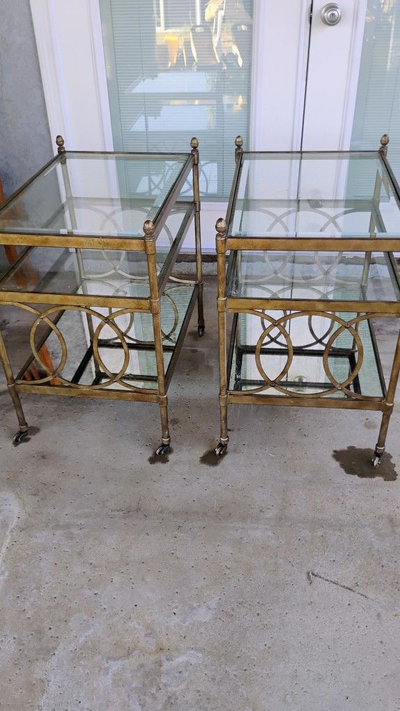 2 Nice , Night Stand W/Glass Top, Mirror Bottom,250 For Both, Moving Sale