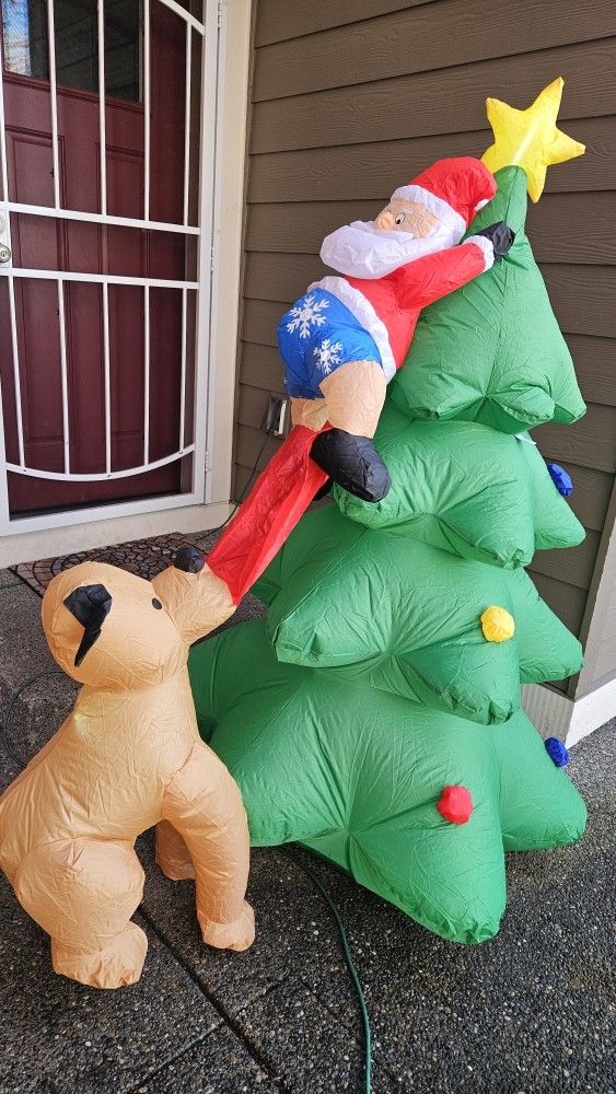 Santa & Dog Christmas Tree Decoration