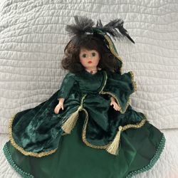 Vintage Madame Alexander Scarlet Doll Velvet/Emerald Green Dress 9"