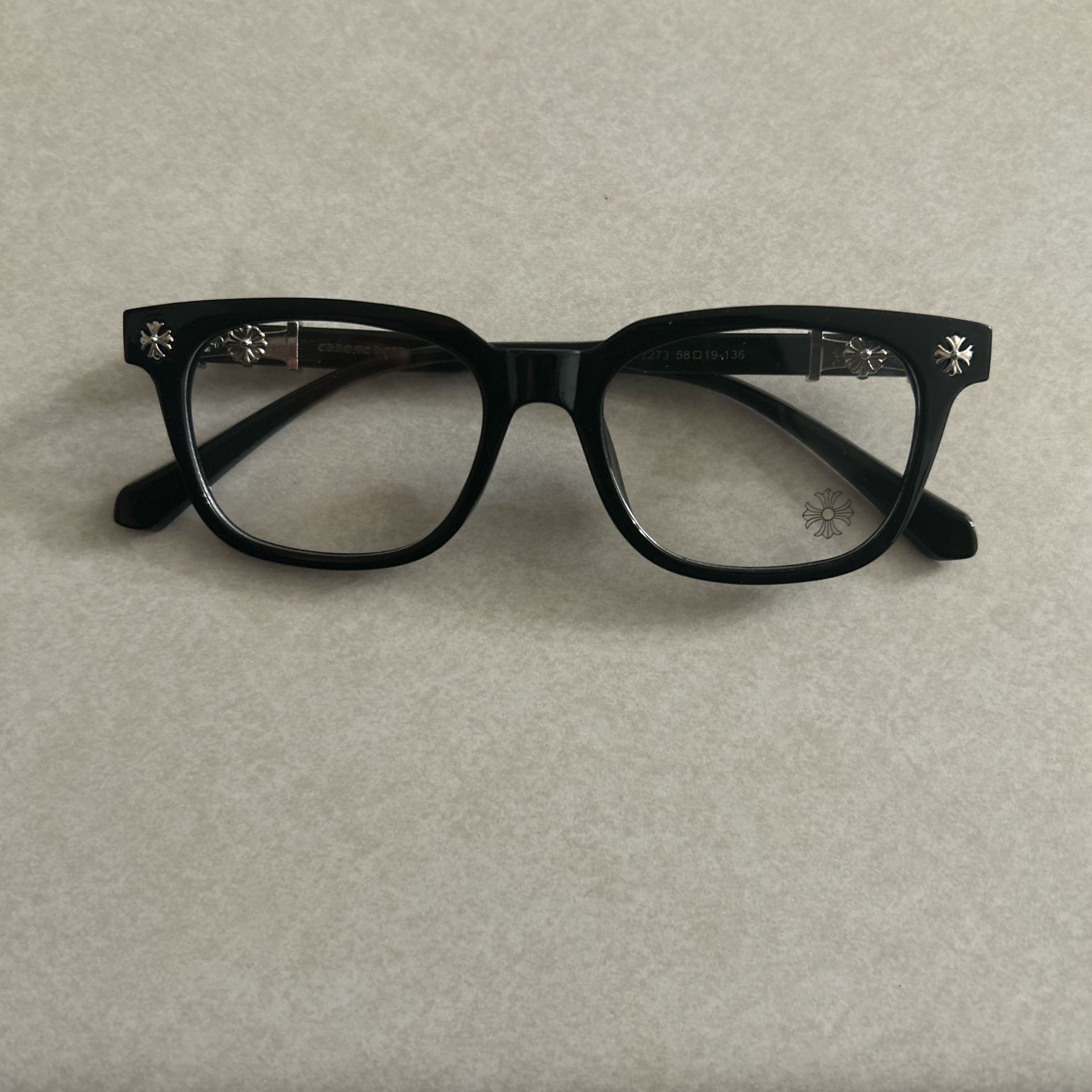 Black and Silver Chrome Hearts Glasses