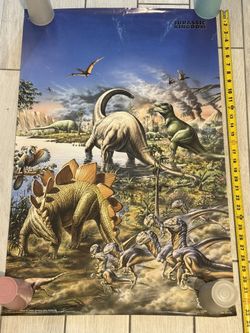 Vintage Jurassic Kingdom Dinosaurs  Poster 1992 Athena Int. London 22"x34" 