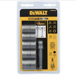 DEWALT MAXFIT ULTRA 3/8 in. Carbon Steel Drive Socket Set (6-Piece) with 1/4 in. Adapter