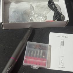 Electric Nail Drill Machine Professional, Rechargeable Cordless Nail File with Bits Kit for Acrylic Gel Dip Nails, Efile Manicure and Pedicure Kit for