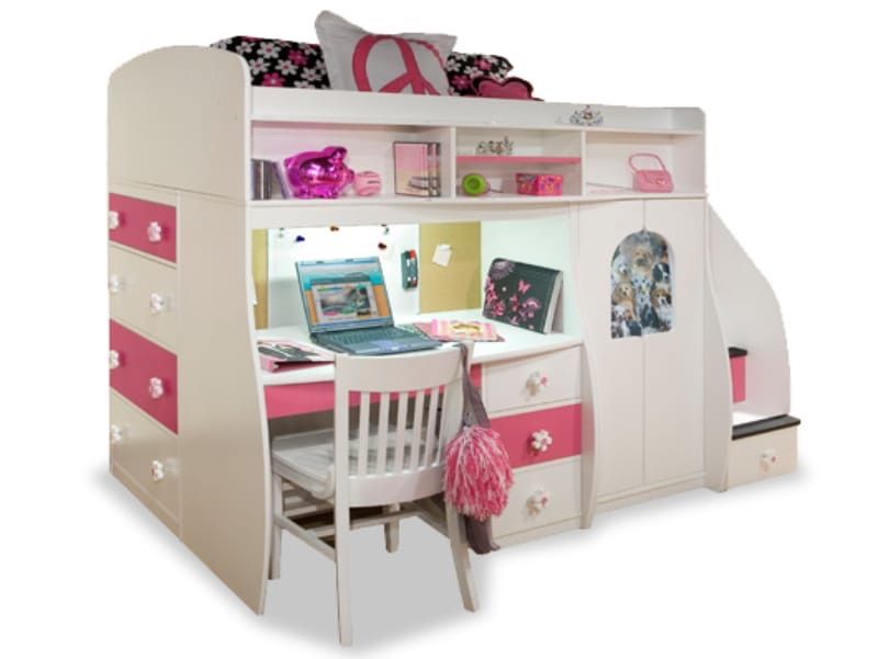 Kids Loft Bed with Desk and Play Area