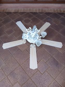 White/Gray Ceiling Fan with Light Fixtures