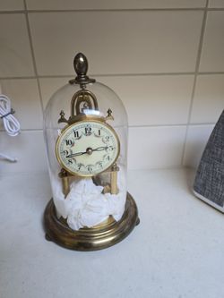 Brass Anniversary Clock with Glass Dome