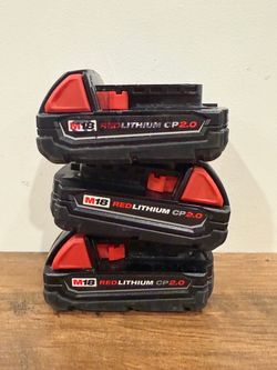 3 Milwaukee M18 2.0Ah batteries